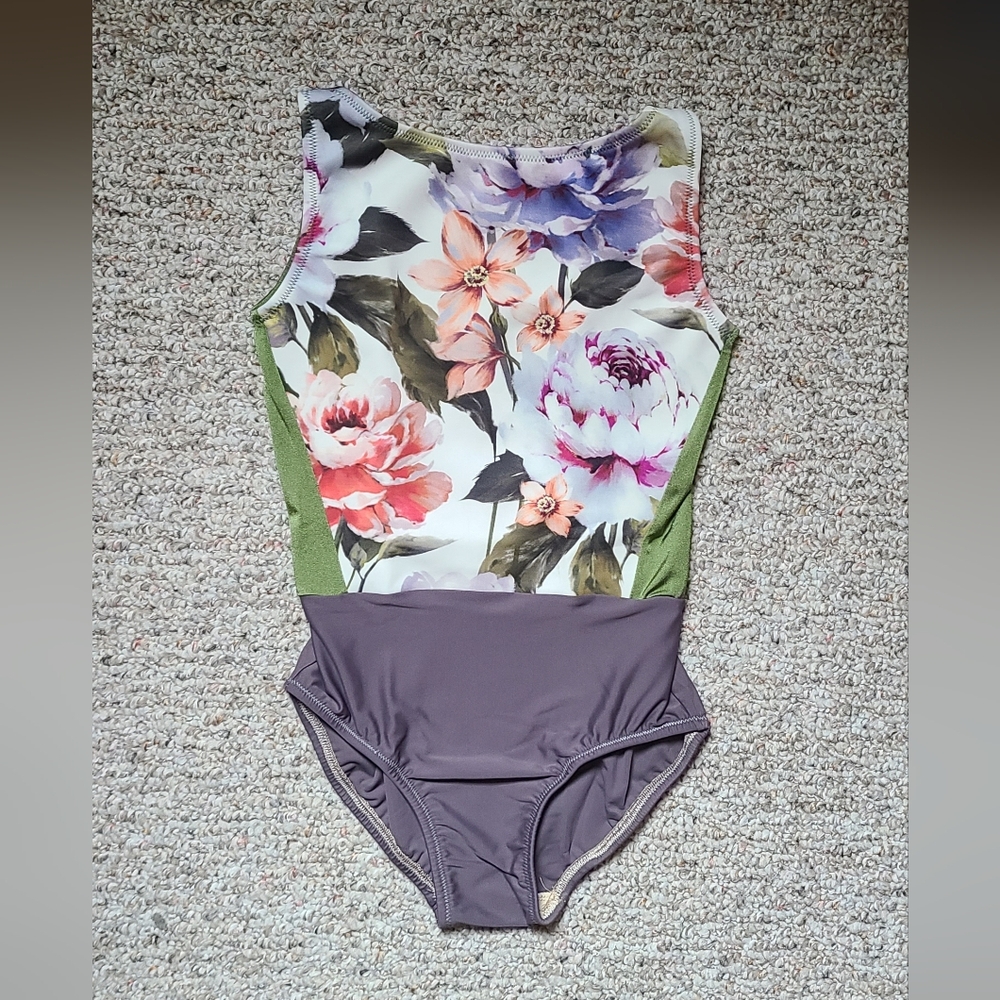 Custom Boatneck Ballet Leotard – Floral – Size S